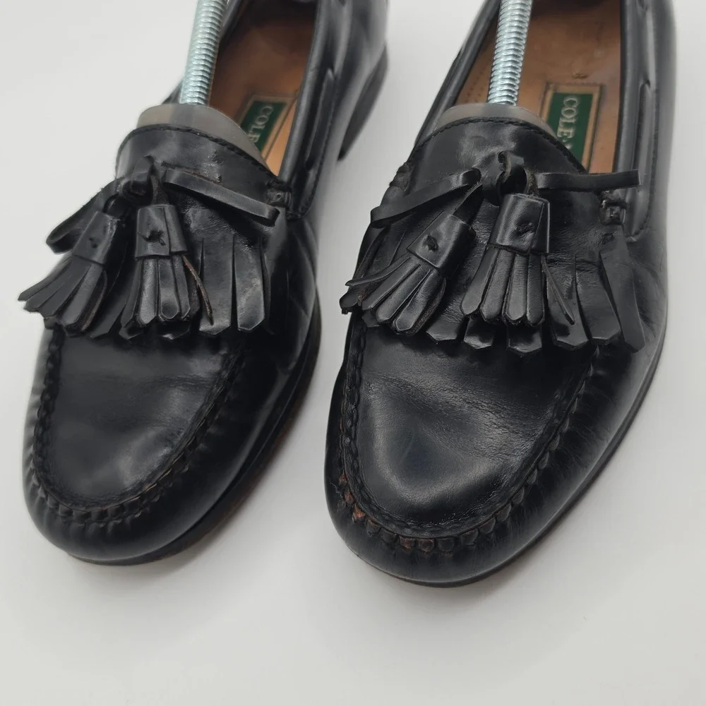 Cole Haan Tassel Kiltie Loafers Mens 10.5 Black Leather Memory Flex K9 03521